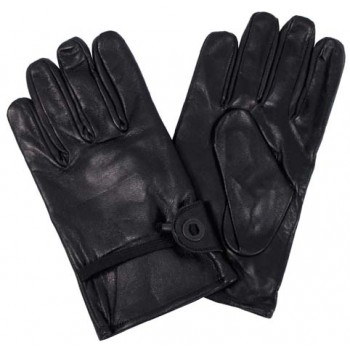MFH - 15253A Western-Fingerhandschuhe, schwarz, Leder, Bandzug, gef.