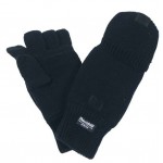 MFH - 15457A Strick-Handschuhe,ohne Finger, zugl. Fausthandschuh, schwarz