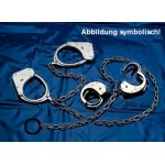 CLEJUSO - Kombination Handschellen + Fußschellen Nr. 128m/15 Zusatzkette mit Ring vernickelt