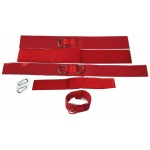 Set 7teilig Cordura Fesseln gepolstert rot mit Klettverschluß Patientenfixierung Handfesseln Fußfesseln